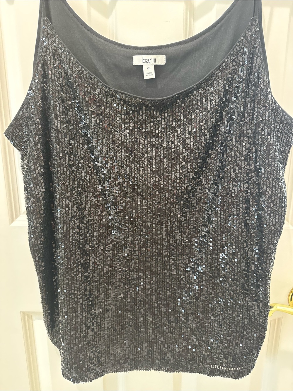Bar III Black Sequin Camisole Top
